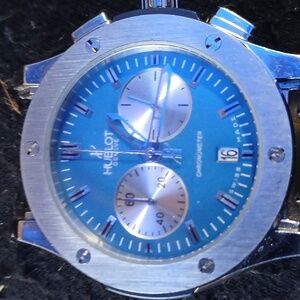 Hublot Silver and Blue Chronometer Watch